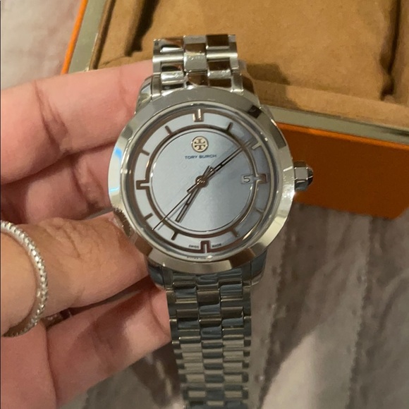 Tury Burch Silver/Blue Watch TRB 1008 - Picture 2 of 5